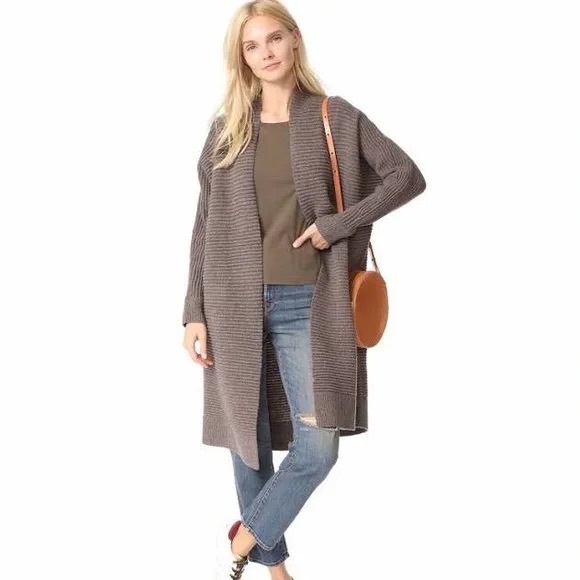 Madewell women coat oversized XS Fulton Sweater Coat - Heather Mink oversized - Picture 1 of 12
